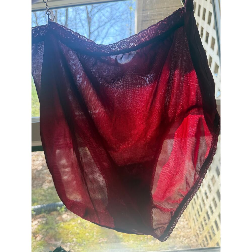 Vintage Hanes 100% Nylon Shiny Silky Brief Panty Size 10 Deep Red - Picture 5 of 6